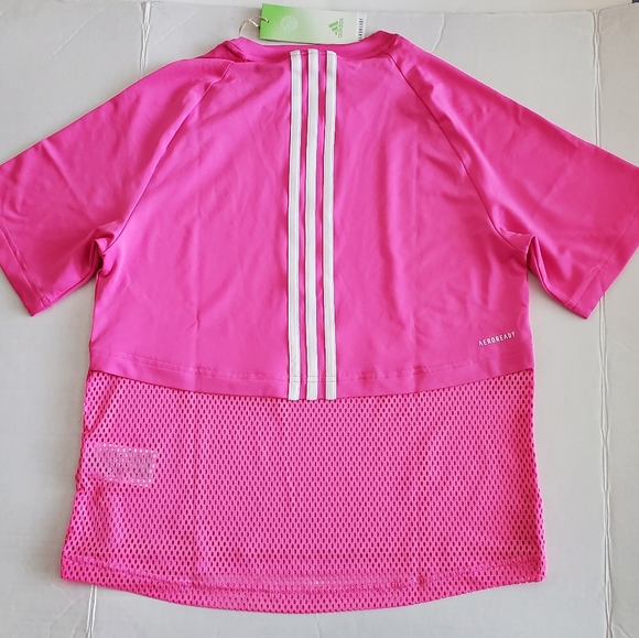 Adidas Cropped Boxy Dance Tee, Pink/White, M - Picture 2 of 5